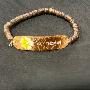 St. Thomas Brown Bracelet with Yellow Flower